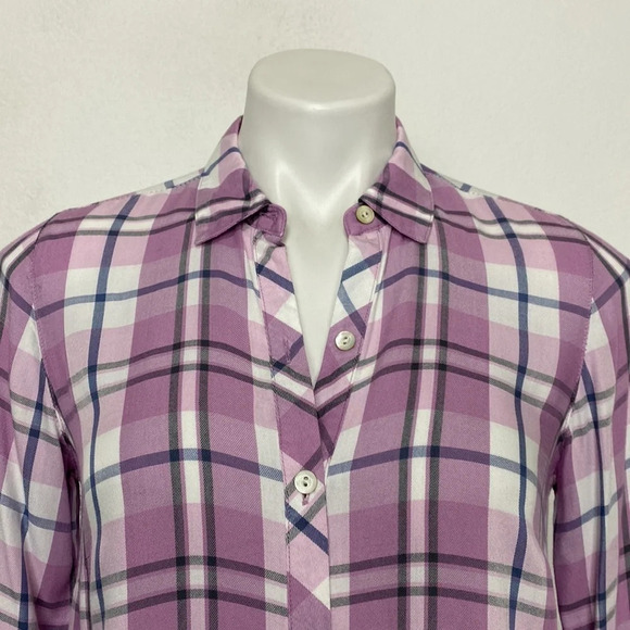 J Jill Plaid Gorpcore Button Down Cowgirl Western Tunic Length Shirt Size XS - Picture 2 of 10
